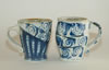 Two Blue Stamped Porcelain Mugs